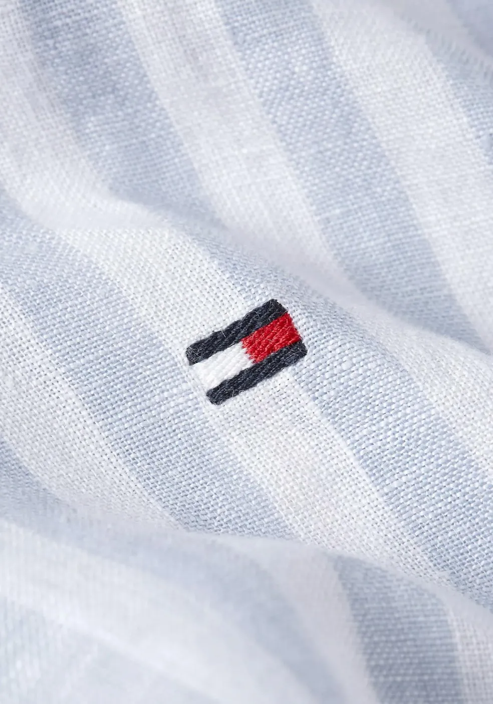 Tommy Hilfiger Linen Essential Regular Fit Shirt, structuur, lichtblauw met wit gestreept