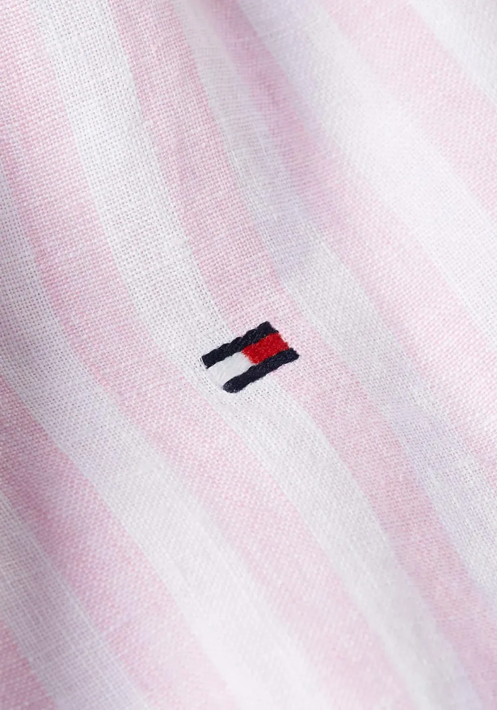 Tommy Hilfiger Linen Essential Regular Fit Shirt, structuur, roze met wit gestreept