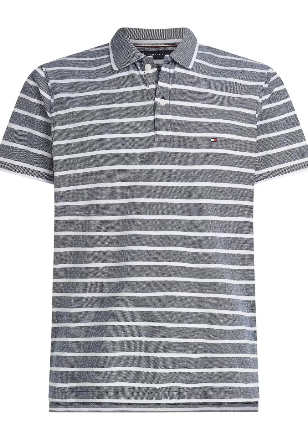 Tommy Hilfiger Linen Pique Regular Polo, heren poloshirt, donkerblauw gestreept