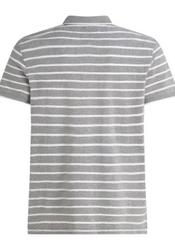 Tommy Hilfiger Linen Pique Regular Polo, heren poloshirt, grijs met wit gestreept