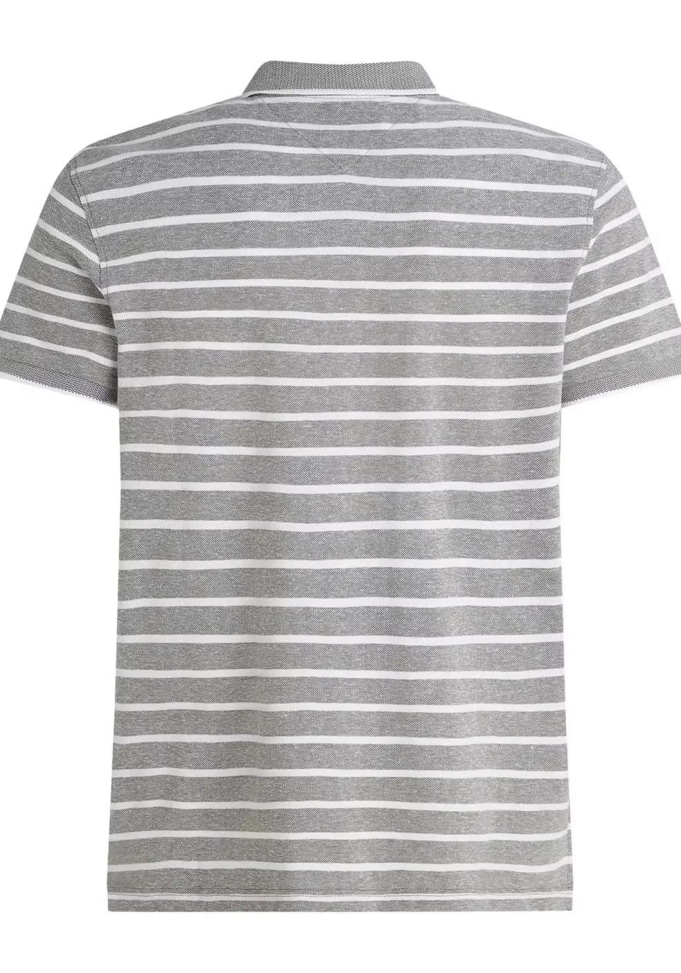 Tommy Hilfiger Linen Pique Regular Polo, heren poloshirt, grijs met wit gestreept
