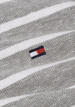 Tommy Hilfiger Linen Pique Regular Polo, heren poloshirt, grijs met wit gestreept