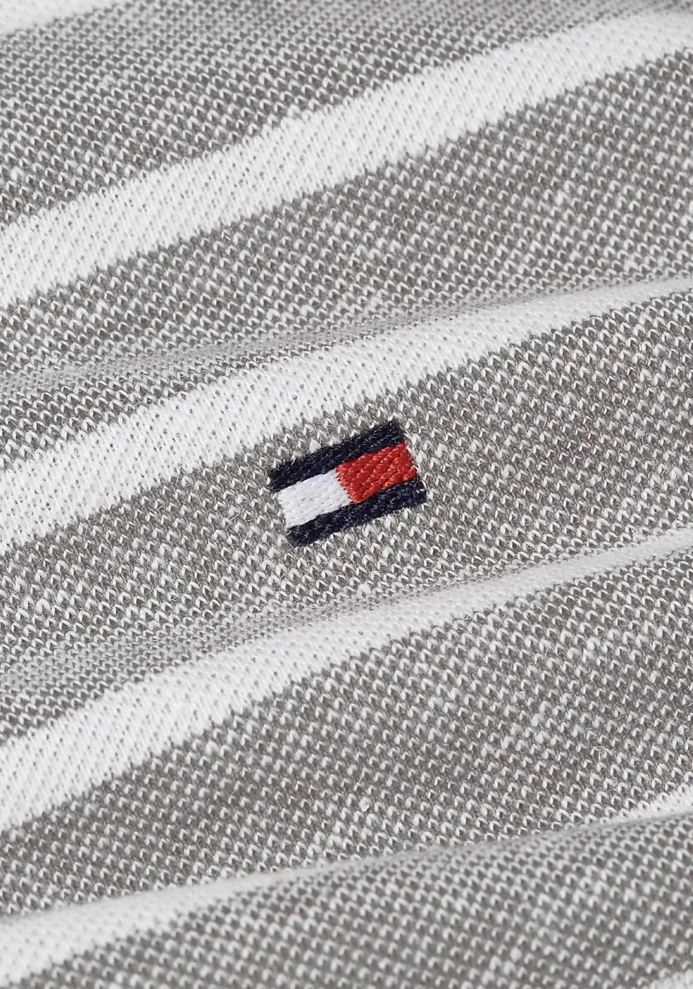 Tommy Hilfiger Linen Pique Regular Polo, heren poloshirt, grijs met wit gestreept