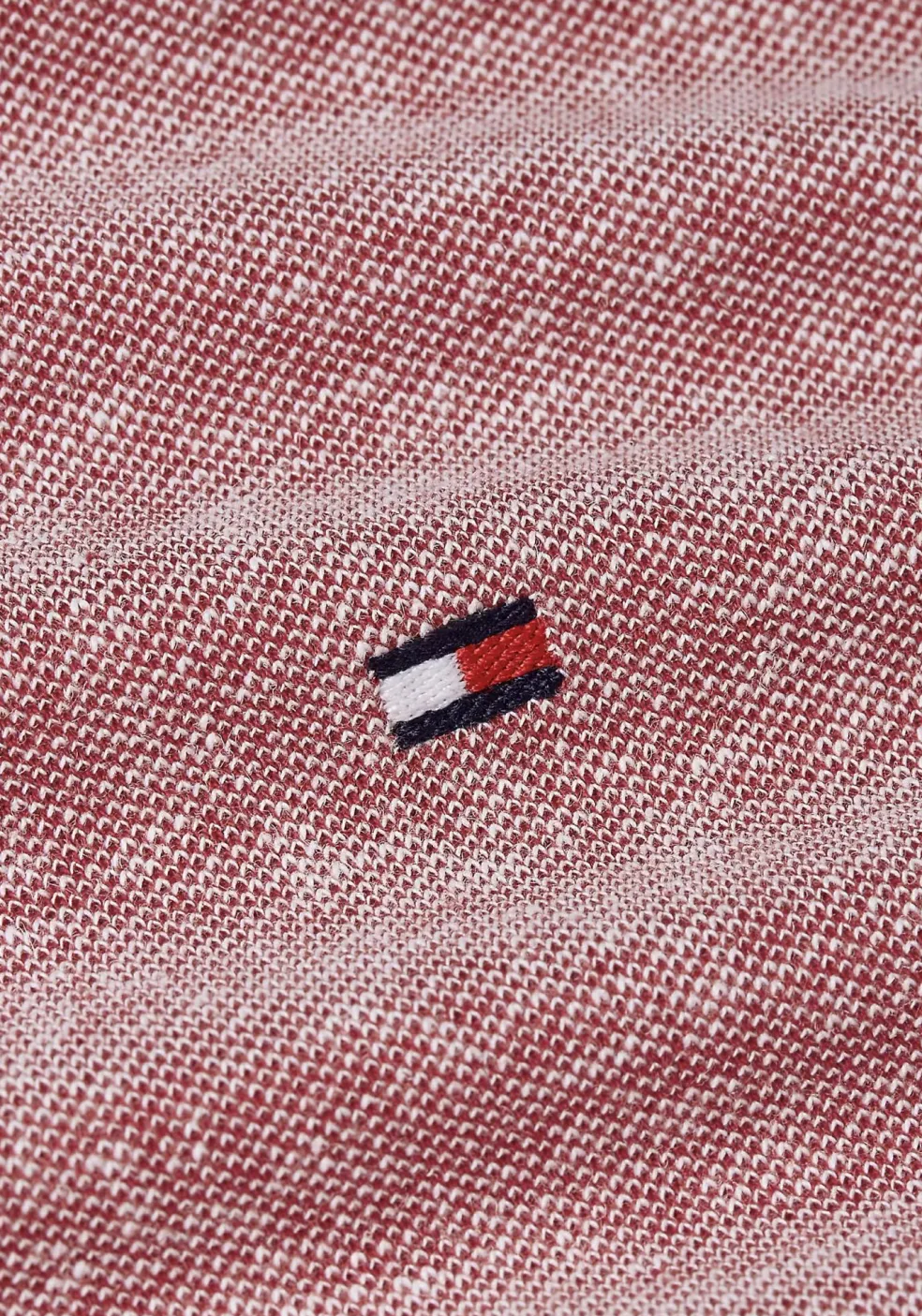 Tommy Hilfiger Linen Pique Regular Polo, heren poloshirt, rood melange