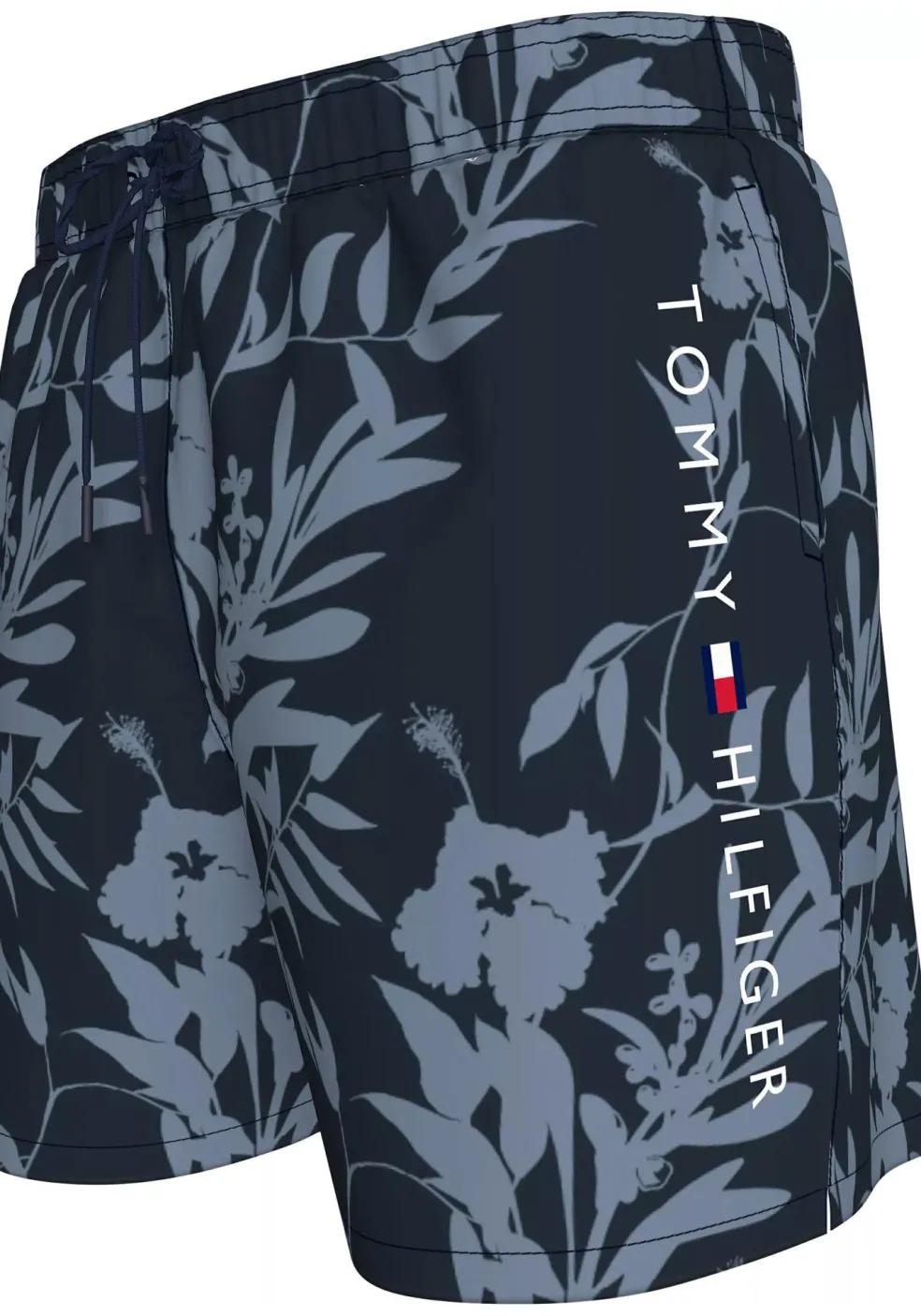 Tommy Hilfiger Medium Drawstring swimshort, heren zwembroek, donkerblauw met lichtblauwe bloemen print
