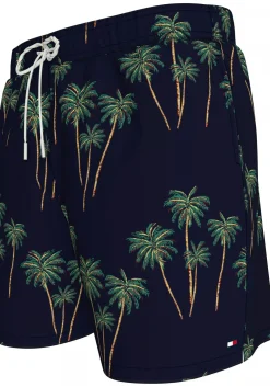 Tommy Hilfiger Medium Drawstring swimshort, heren zwembroek, donkerblauw met palmbomen print