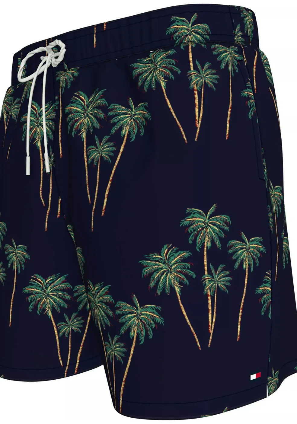 Tommy Hilfiger Medium Drawstring swimshort, heren zwembroek, donkerblauw met palmbomen print