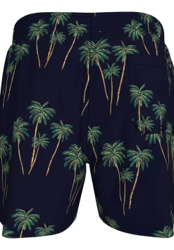 Tommy Hilfiger Medium Drawstring swimshort, heren zwembroek, donkerblauw met palmbomen print