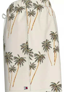 Tommy Hilfiger Medium Drawstring swimshort, heren zwembroek, offwhite met palmbomen print