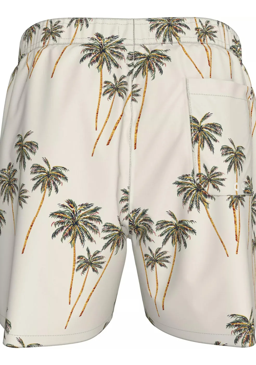 Tommy Hilfiger Medium Drawstring swimshort, heren zwembroek, offwhite met palmbomen print