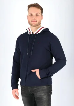 Tommy Hilfiger Nature Tech hoodie sweatvest, heren vest met capuchon, middeldik, blauw