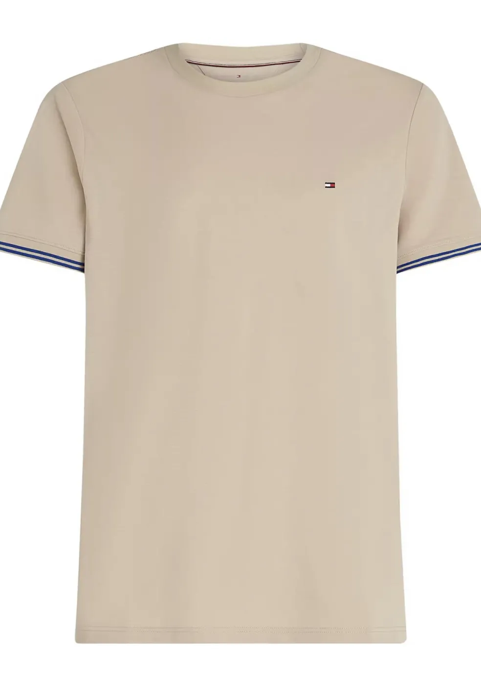 Tommy Hilfiger Performance Tipped Tee, heren T-shirt korte mouw O-hals, beige