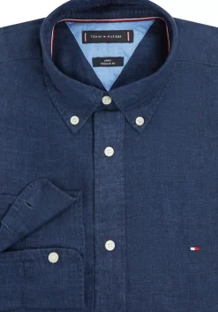 Tommy Hilfiger Pigment Dyed Regular Fit Shirt, popeline, donkerblauw