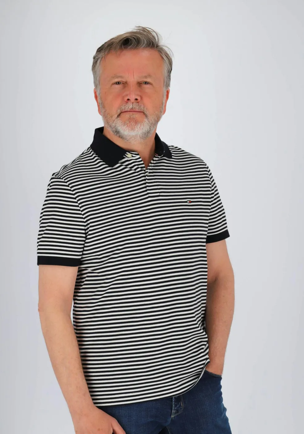 Tommy Hilfiger 1985 Regular Polo, heren poloshirt, blauw-wit gestreept