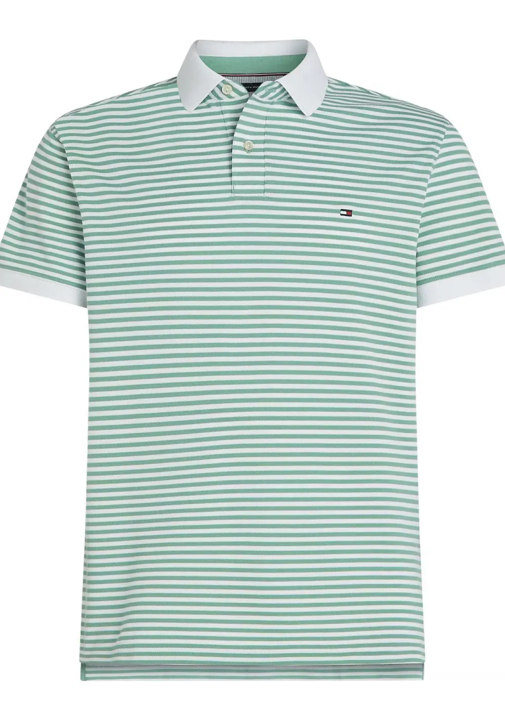 Tommy Hilfiger 1985 Regular Polo, heren poloshirt, groen met wit gestreept