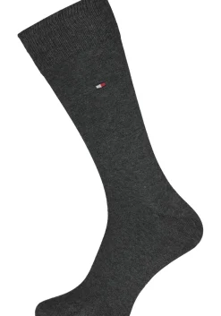 Tommy Hilfiger Rugby Stripe (2-pack), herensokken katoen gestreept en uni, antraciet-grijs