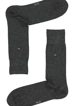 Tommy Hilfiger Rugby Stripe (2-pack), herensokken katoen gestreept en uni, antraciet-grijs