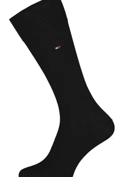 Tommy Hilfiger Rugby Stripe Socks (2-pack), herensokken katoen gestreept en uni, zwart met grijs