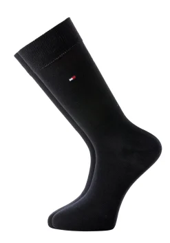 Tommy Hilfiger Rugby Stripe Socks (2-pack), herensokken katoen gestreept en uni, zwart met grijs