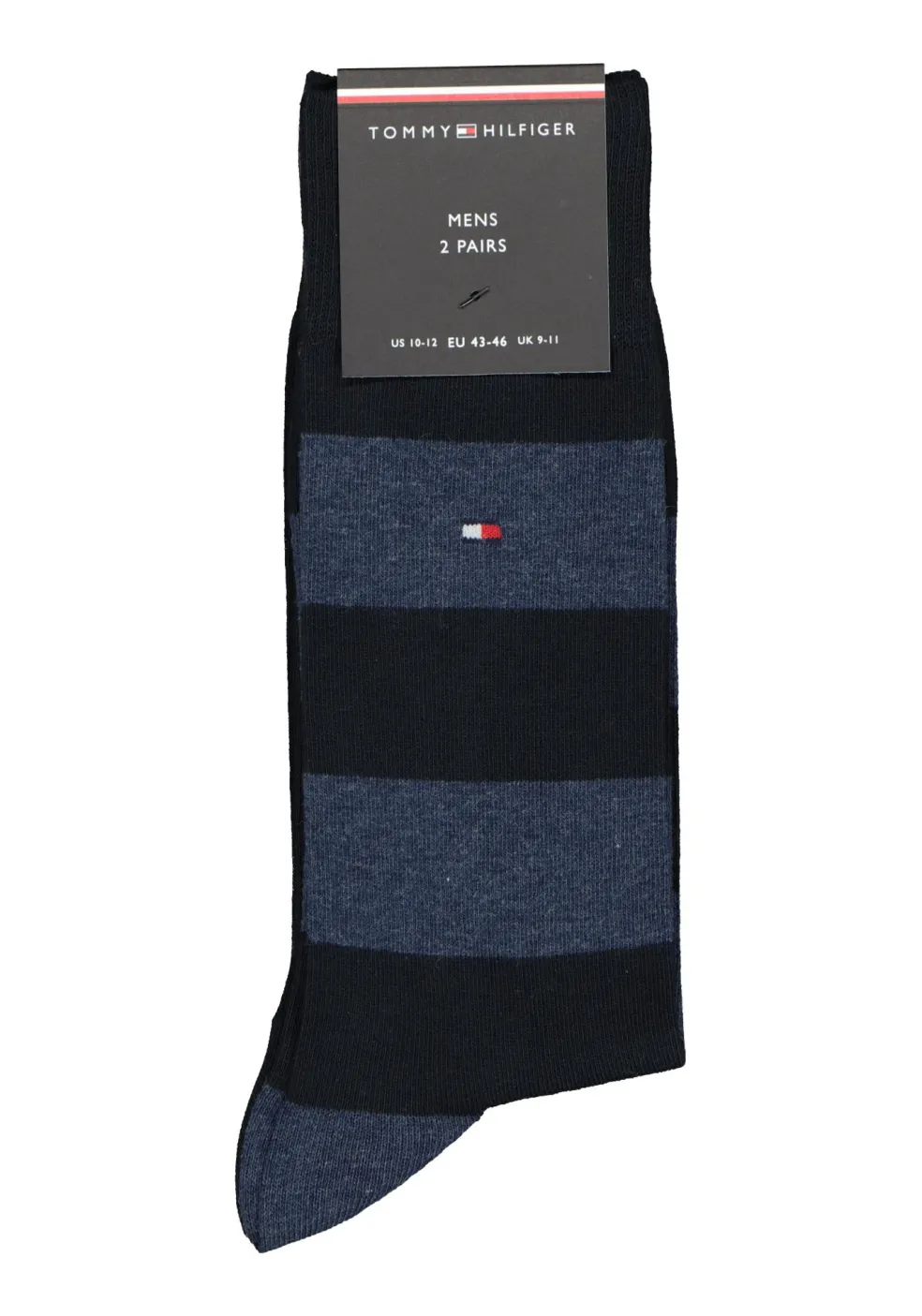 Tommy Hilfiger Rugby Stripe Socks (2-pack), herensokken katoen gestreept en uni, blauw