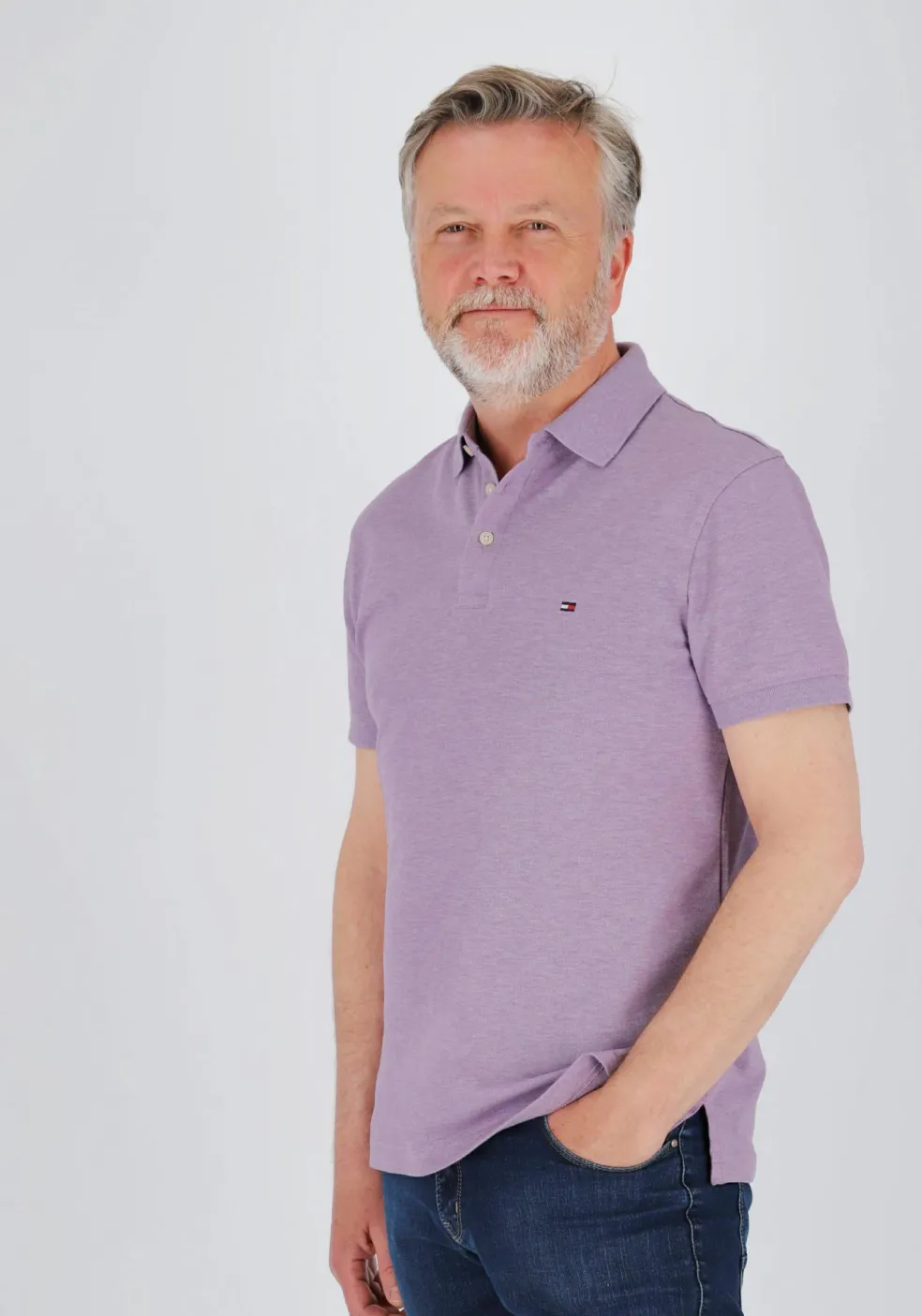 Tommy Hilfiger 1985 Slim Polo, heren poloshirt, lila melange