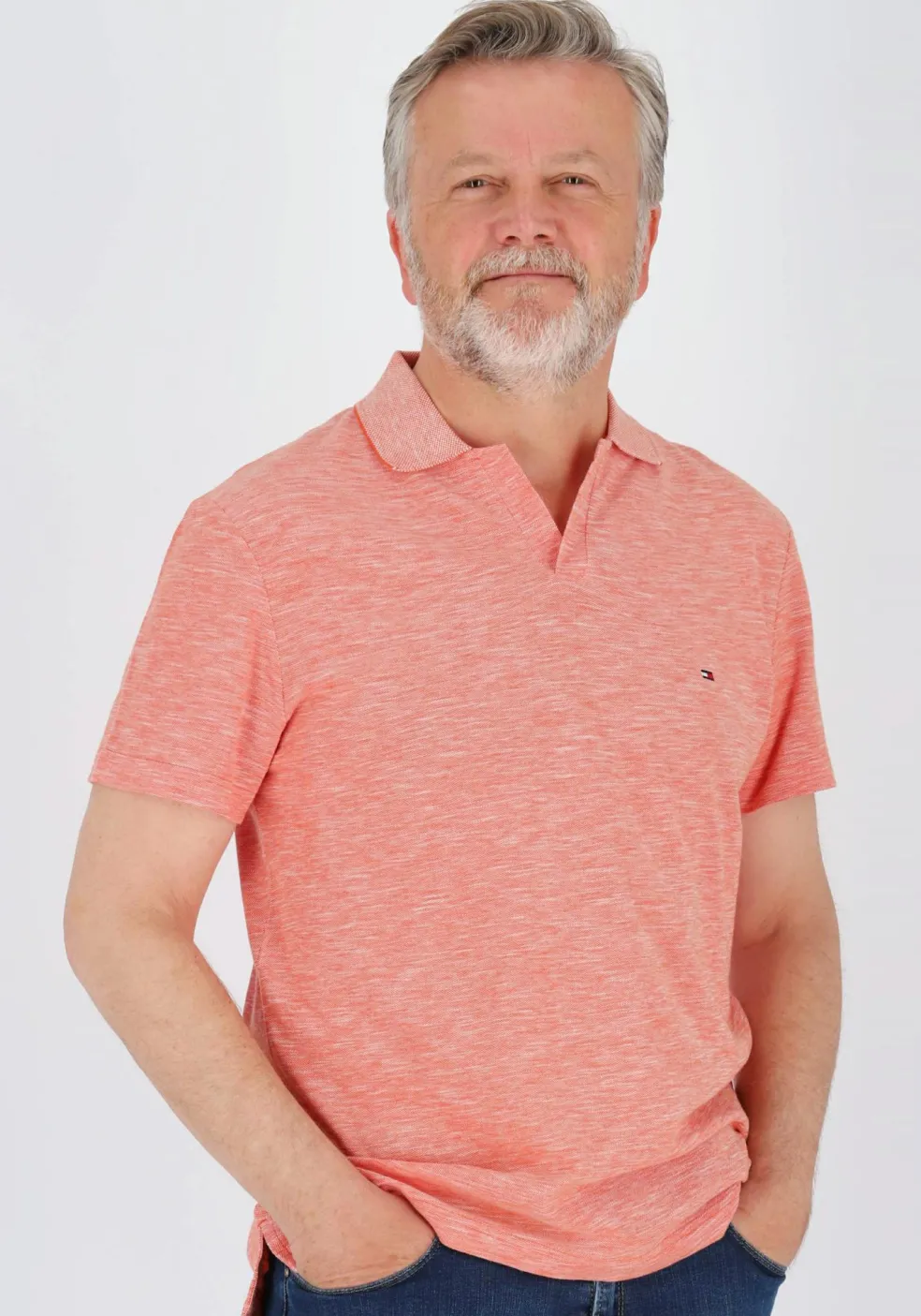 Tommy Hilfiger Slub Oxford Regular Polo, heren poloshirt, oranje