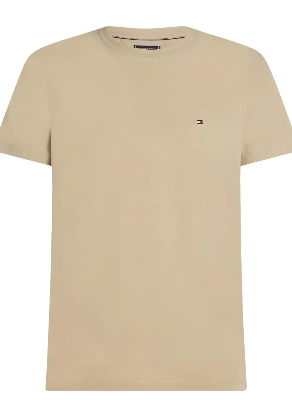 Tommy Hilfiger Stretch Slim Fit Tee, heren T-shirt korte mouw O-hals, beige