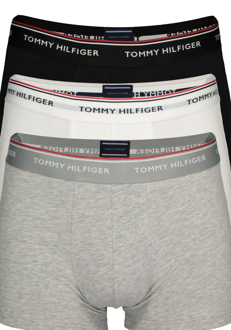 Tommy Hilfiger trunks (3-pack), heren boxers normale lengte, zwart, wit en grijs