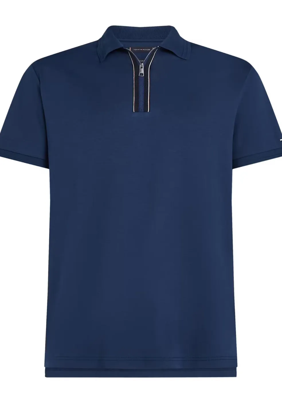 Tommy Hilfiger Zip Liquid Cotton Regular Polo, heren poloshirt, donkerblauw