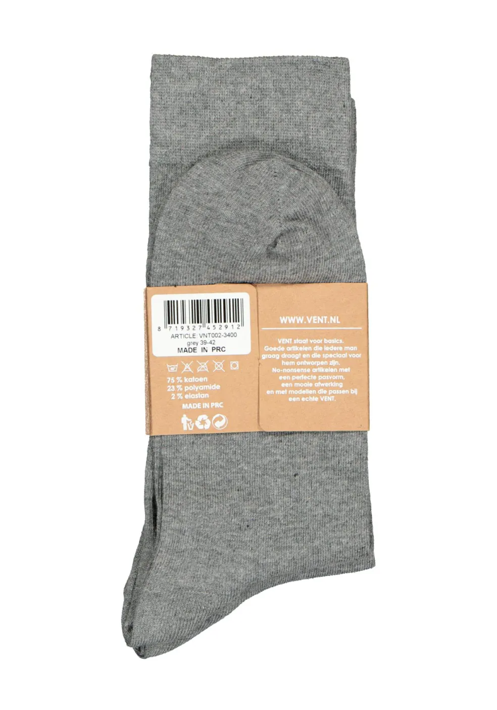 VENT herensokken katoen (2-pack), grijs