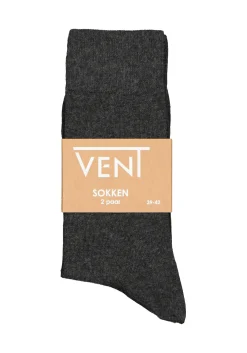VENT herensokken katoen (2-pack), antraciet grijs