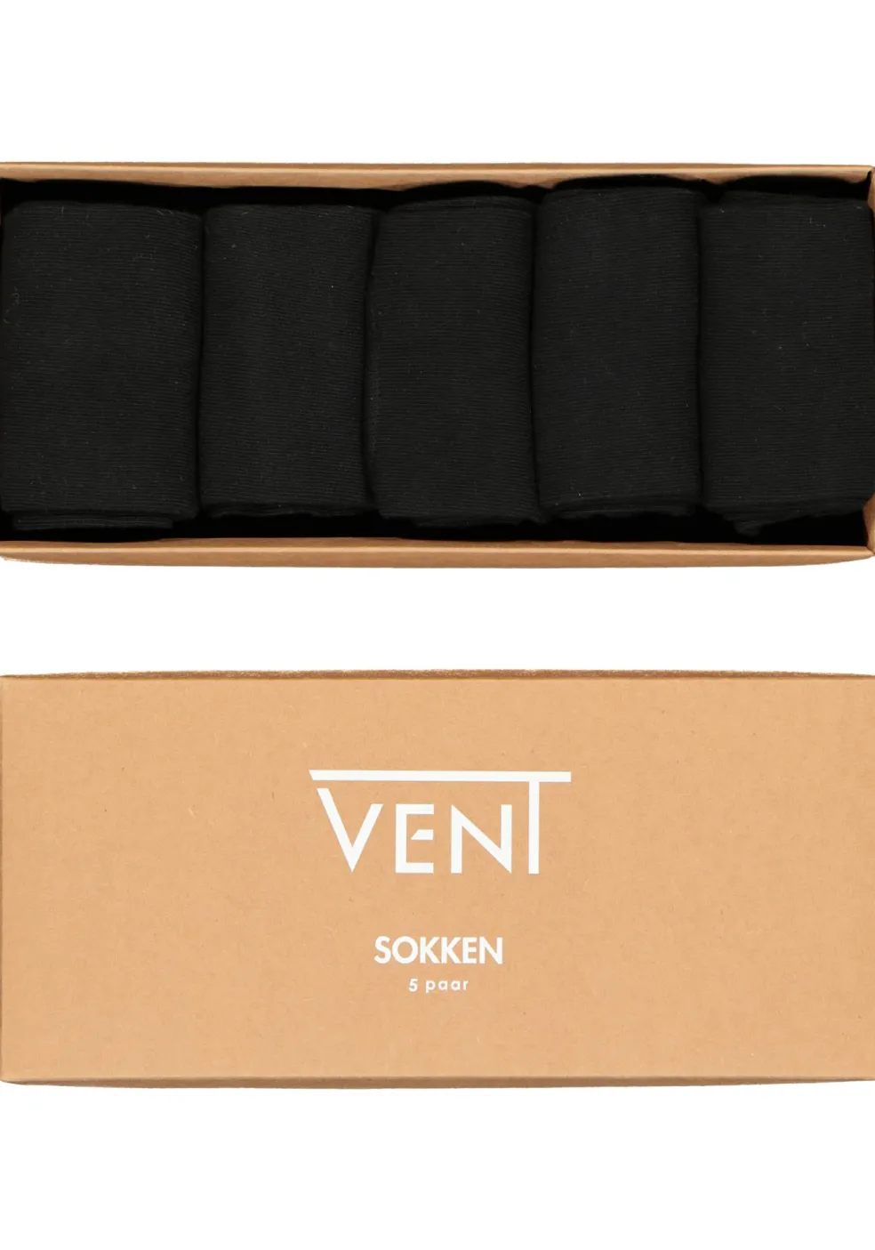 VENT herensokken katoen (5-pack), zwart