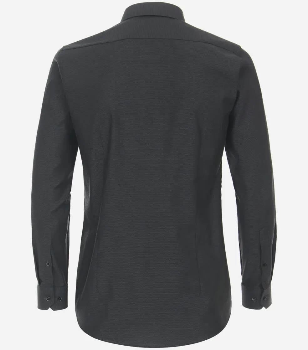 VENTI body fit overhemd, dobby, antraciet