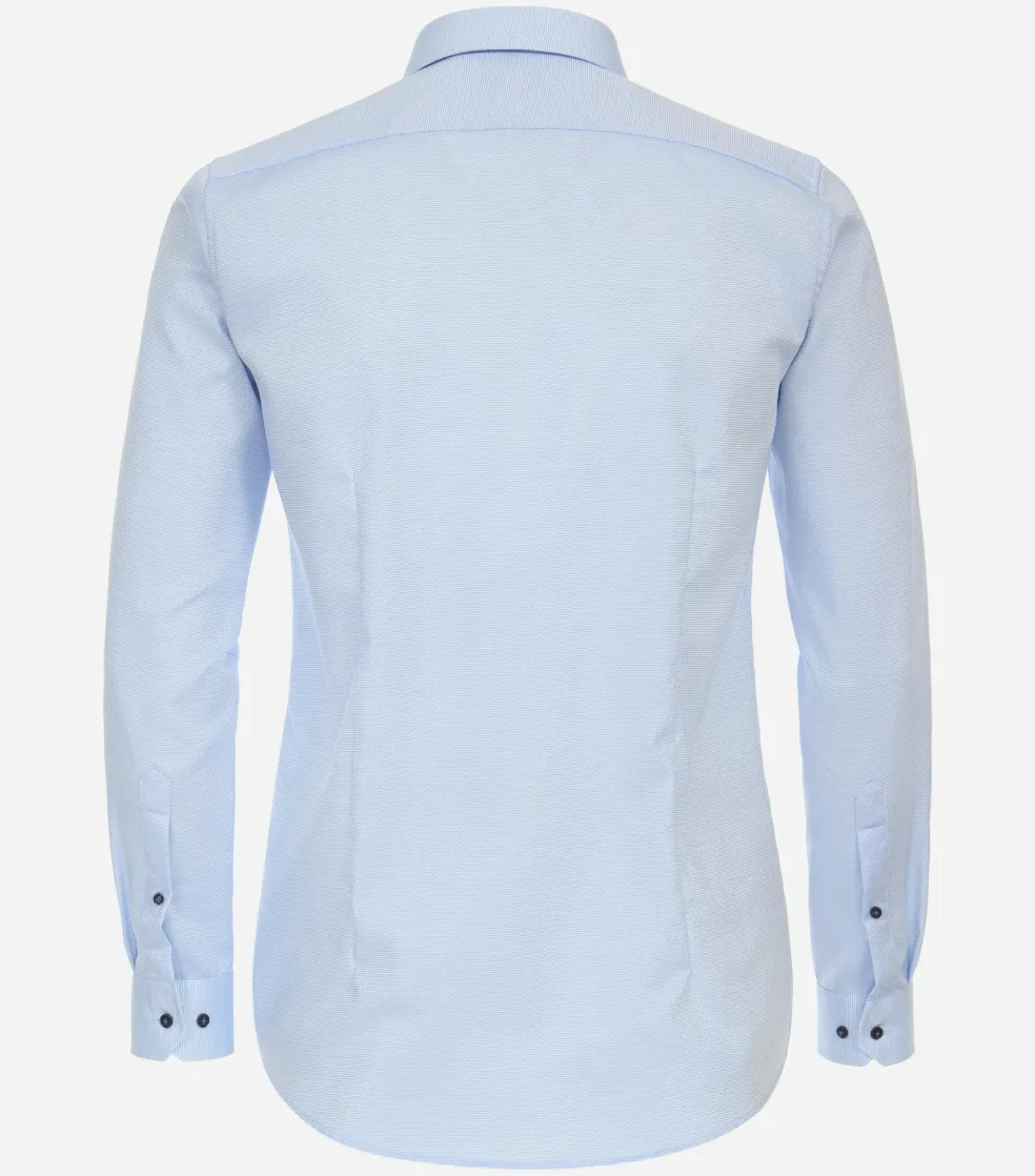 VENTI body fit overhemd, dobby, blauw