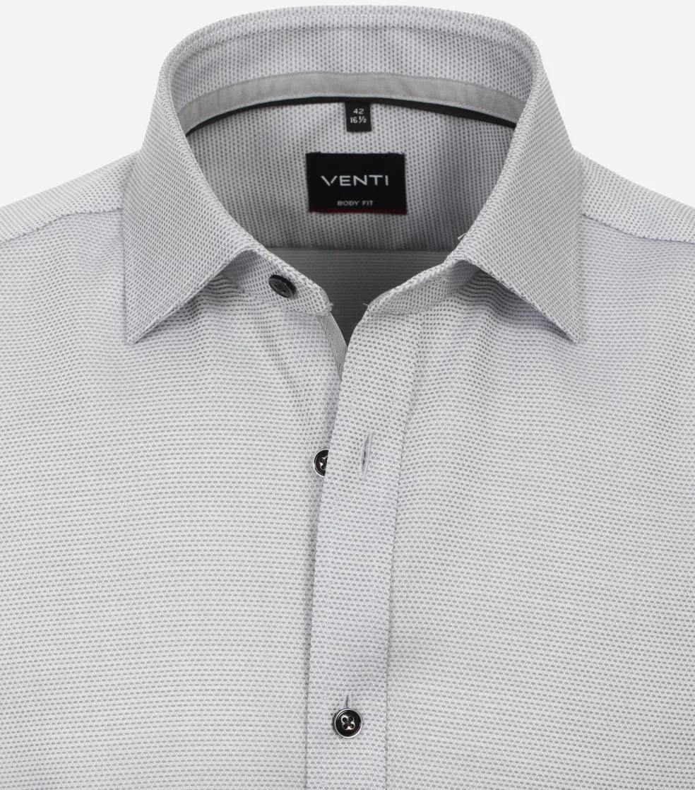 VENTI body fit overhemd, dobby, grijs