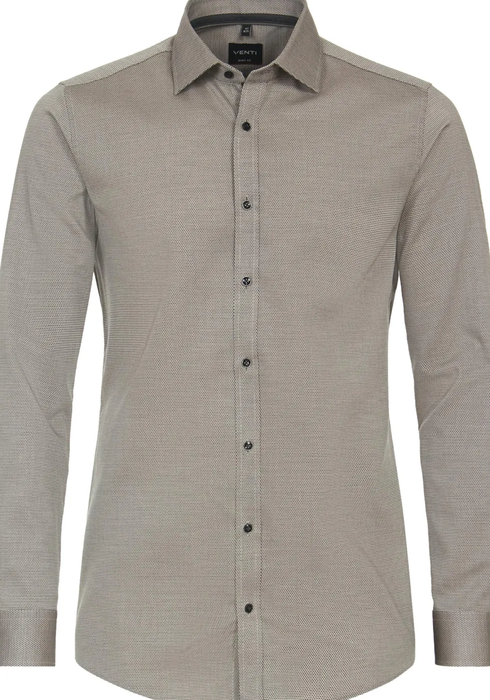 VENTI body fit overhemd, dobby, bruin