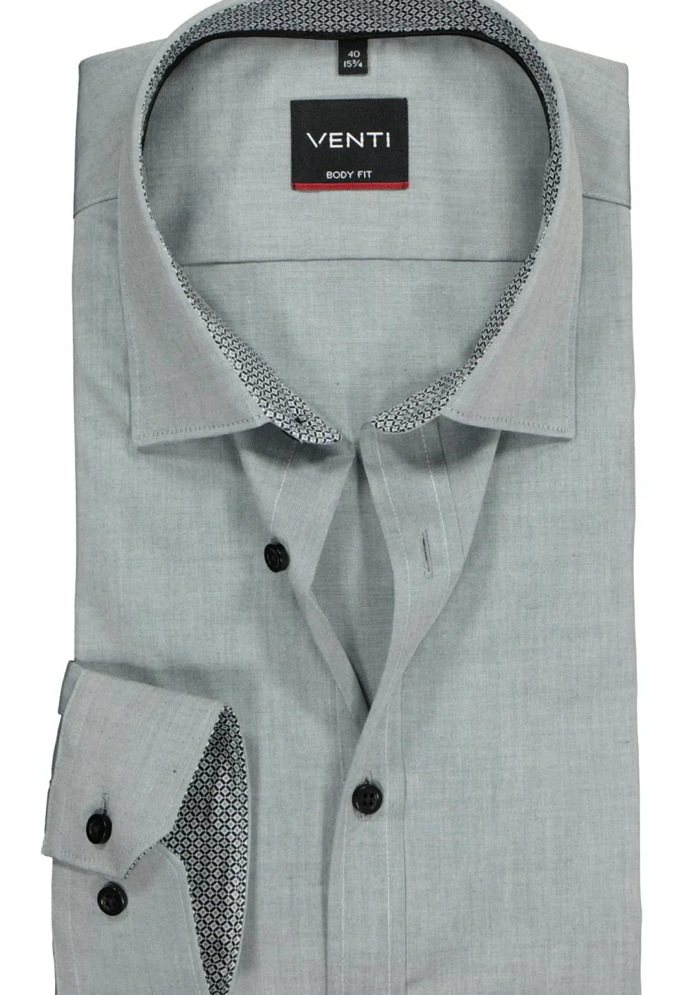 VENTI body fit overhemd, grijs (contrast)