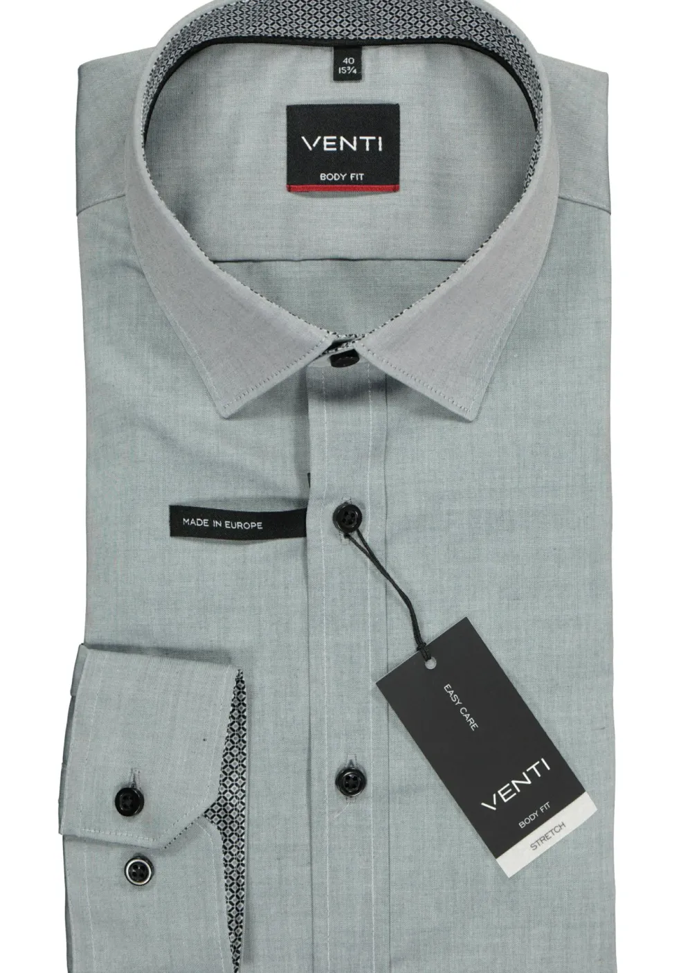 VENTI body fit overhemd, grijs (contrast)
