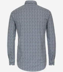 VENTI body fit overhemd, jersey, blauw dessin