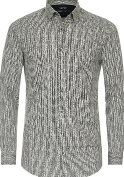 VENTI body fit overhemd, jersey, groen dessin