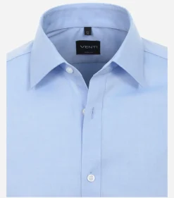 VENTI body fit overhemd, mouwlengte 7, popeline, blauw