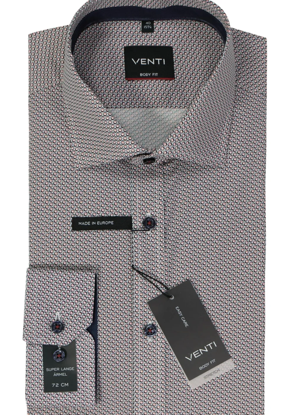 VENTI body fit overhemd, mouwlengte 72 cm, popeline, rood