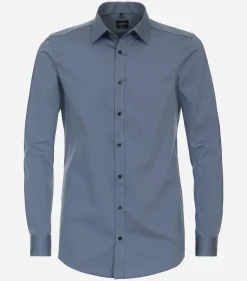 VENTI body fit overhemd, popeline, blauw