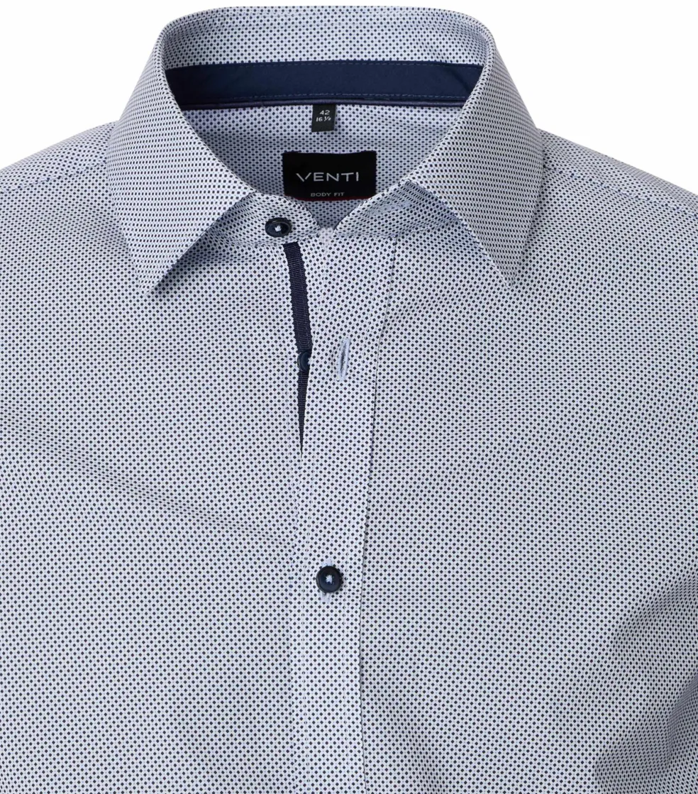 VENTI body fit overhemd, popeline, blauw dessin