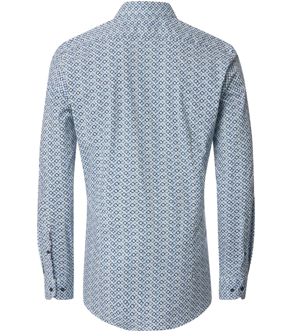 VENTI body fit overhemd, popeline, blauw dessin