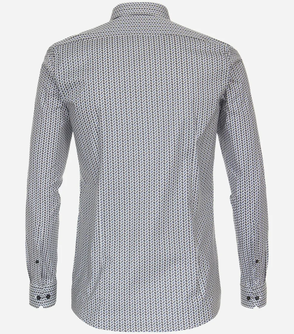 VENTI body fit overhemd, popeline, blauw dessin