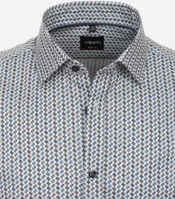 VENTI body fit overhemd, popeline, blauw dessin