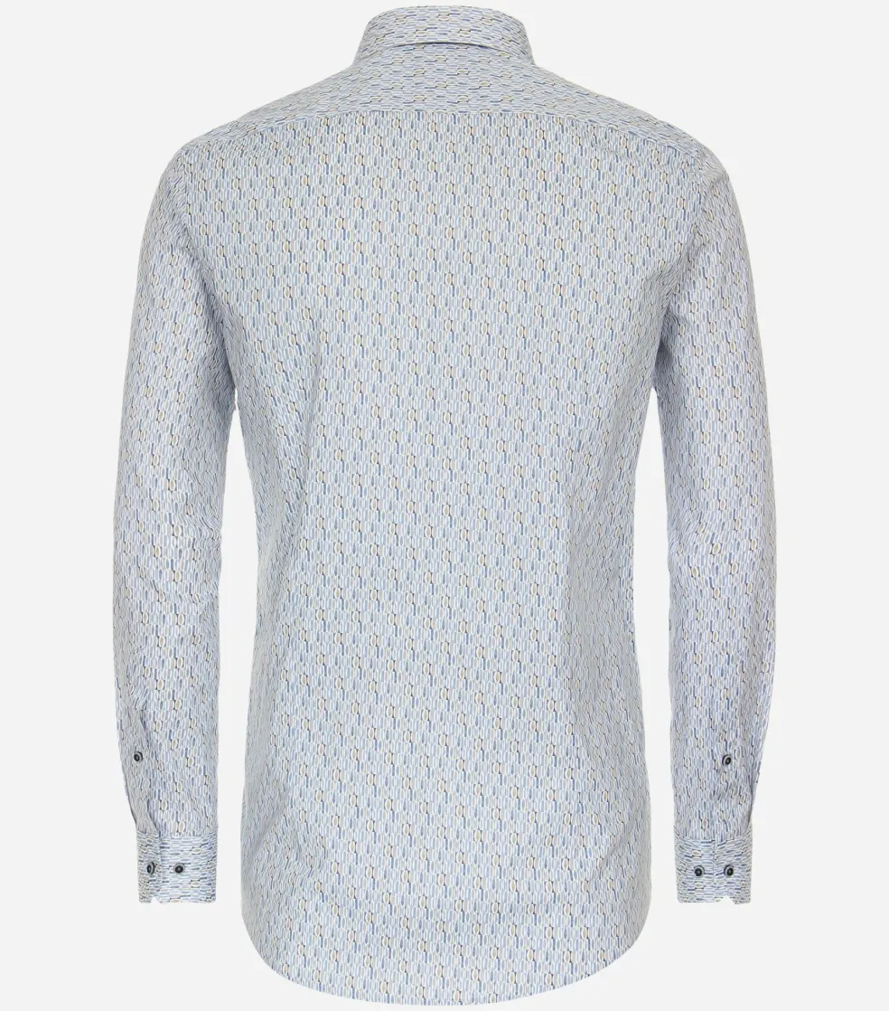 VENTI body fit overhemd, popeline, blauw dessin