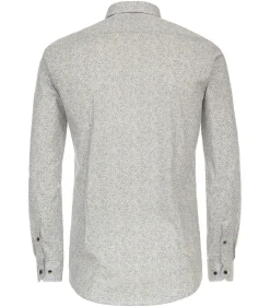 VENTI body fit overhemd, popeline, bruin dessin
