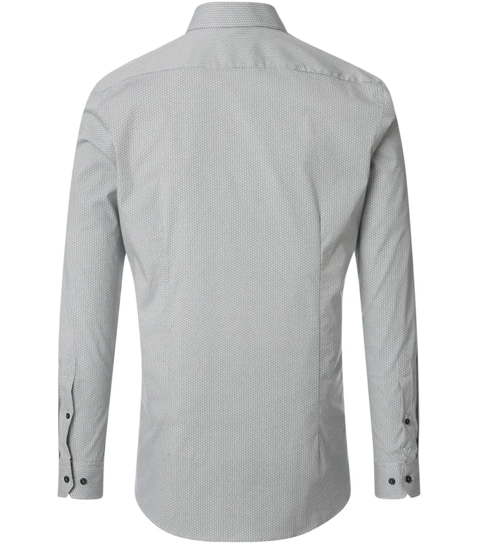 VENTI body fit overhemd, popeline, groen dessin
